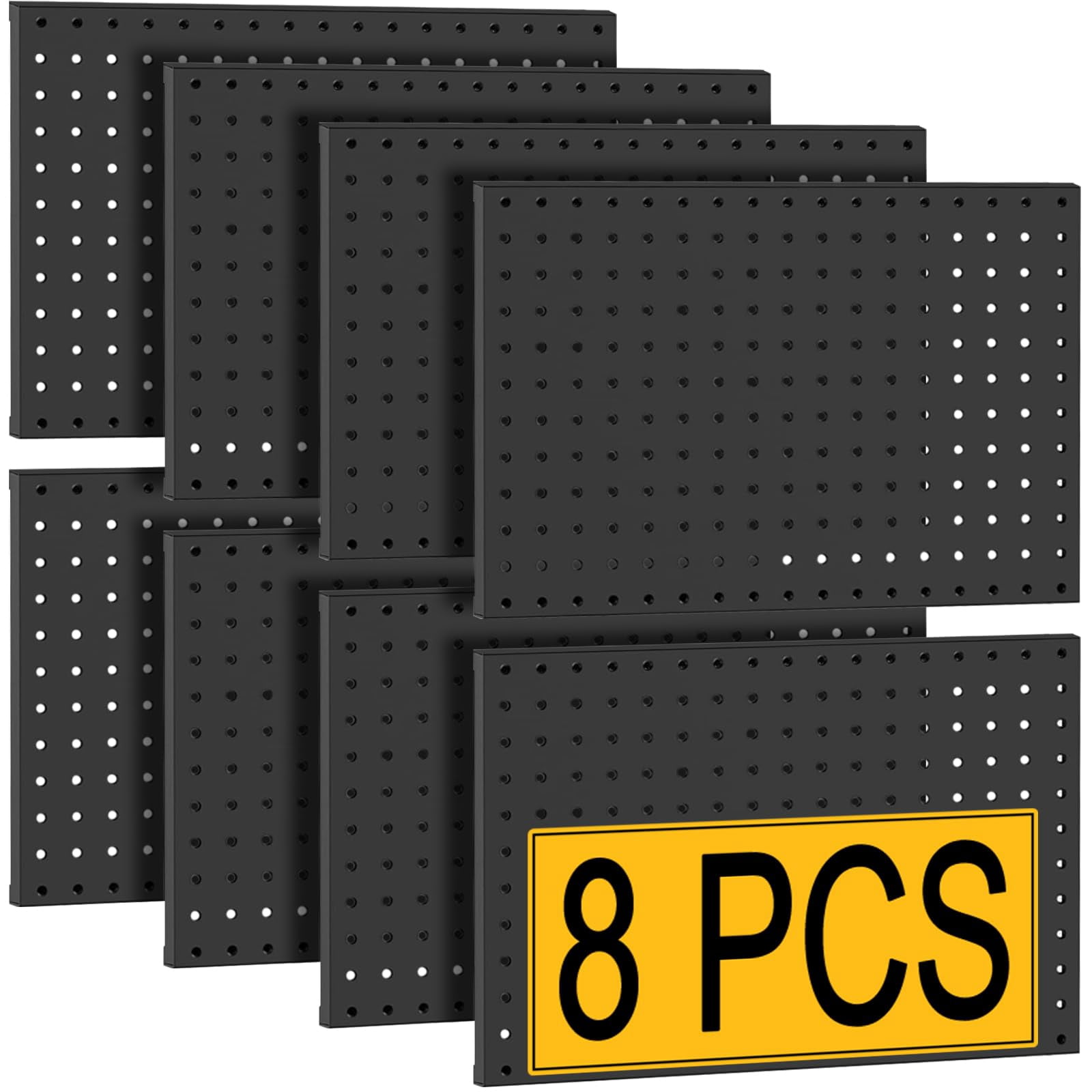 10 Pcs Metal Pegboard Panels, Heavy Duty Peg Boards for Garage and Garden Tool Storage, Includes Drywall Anchors and Screws Kits, Black (10 pcs 16in x 12in)