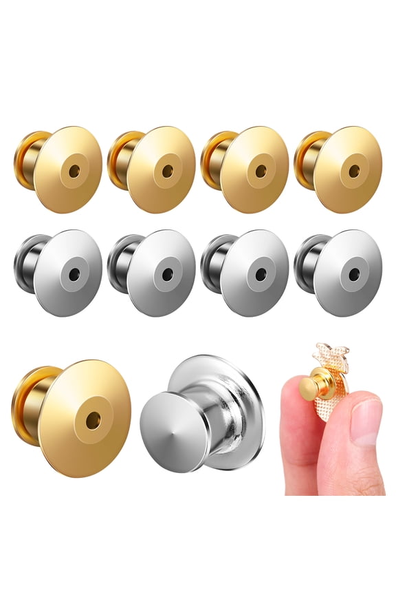 10 Pcs Metal Pin Backs Tie Tacks Pin Clips Backs Lapel Pin Clasps Clutch Pin Backs Locking Pin Backs Pin Backing