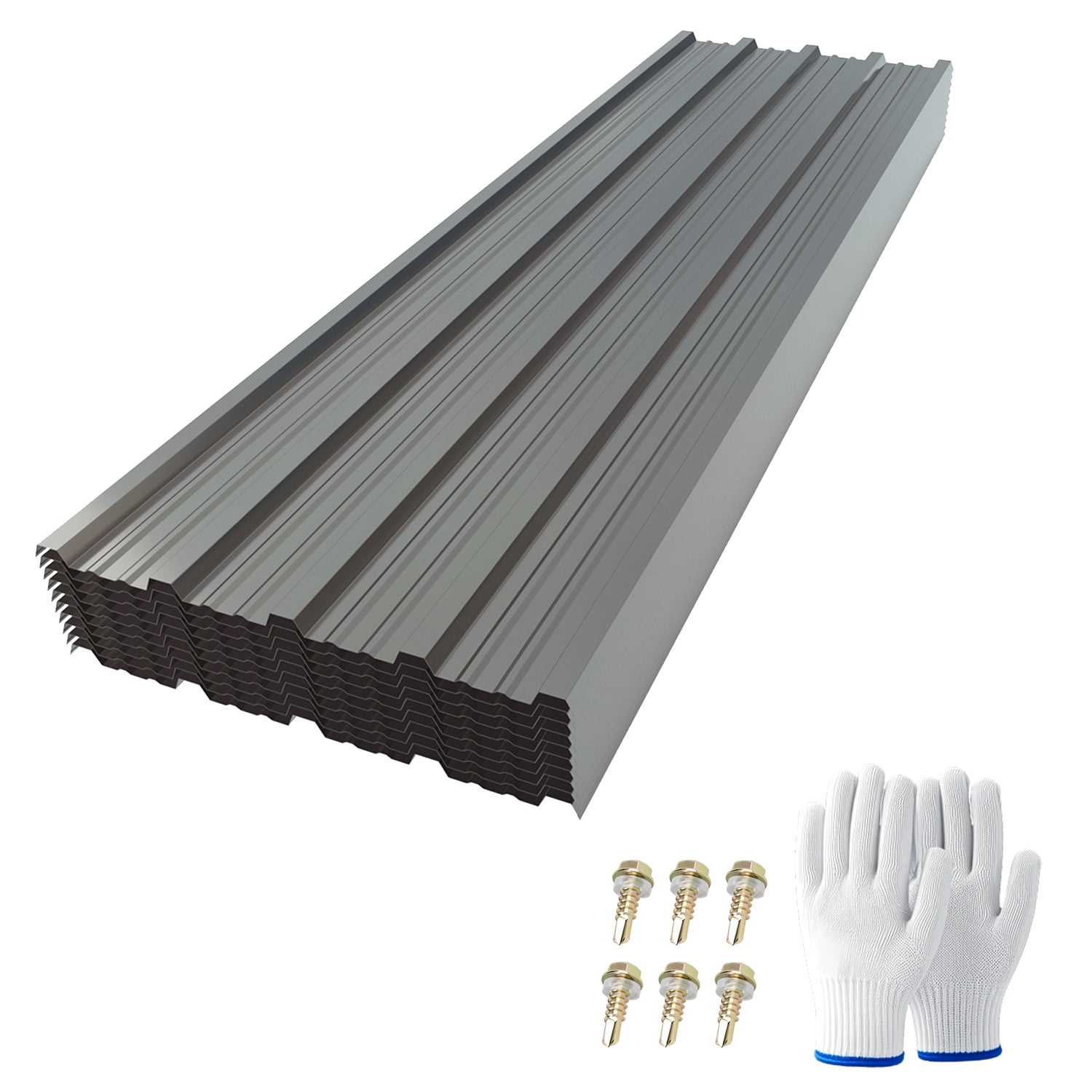 10 Pcs Metal Roofing Panels 61.02" x 18.9" Corrugated Galvanized Steel Roof Panels, Metal Siding Panels Gazebo Top Cover for Pergola, Patio, Garden and Mobile Home, Gray Color