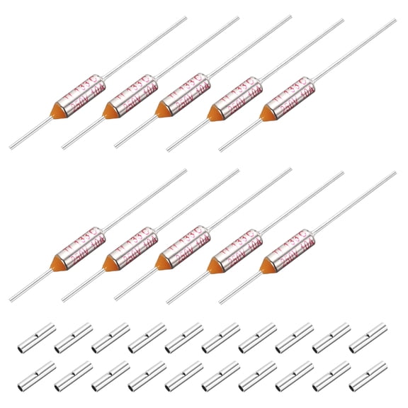 Uxcell 10Pcs Metal Temperature Thermal Fuse SF133 10A 250V with Terminal Connector