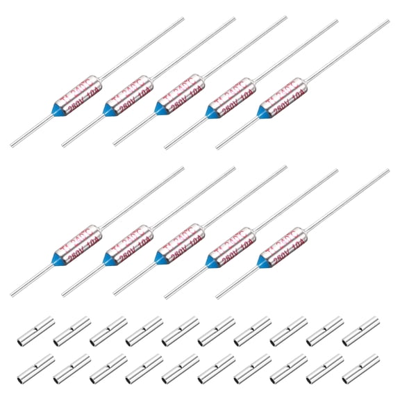 10 Pcs Metal Temperature Thermal Fuse SF240 240C 464F 10A 250V Cutoff Thermal Fuse with 20 Pcs BN1.25 Bare Terminal Butt Connector
