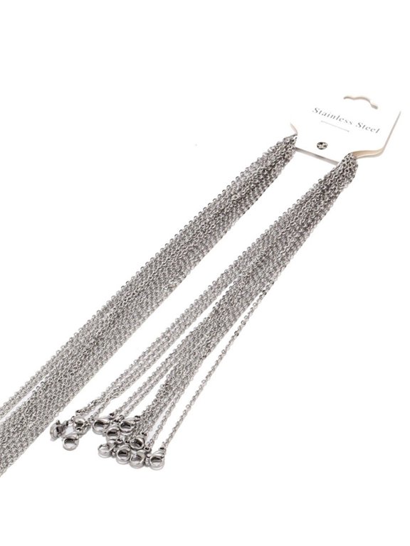 10 Pcs Necklace Link Cable Chain with Lobster Clasps Flat O Chain Jewelry Craft Thin Chain for DIY Jewellery Making