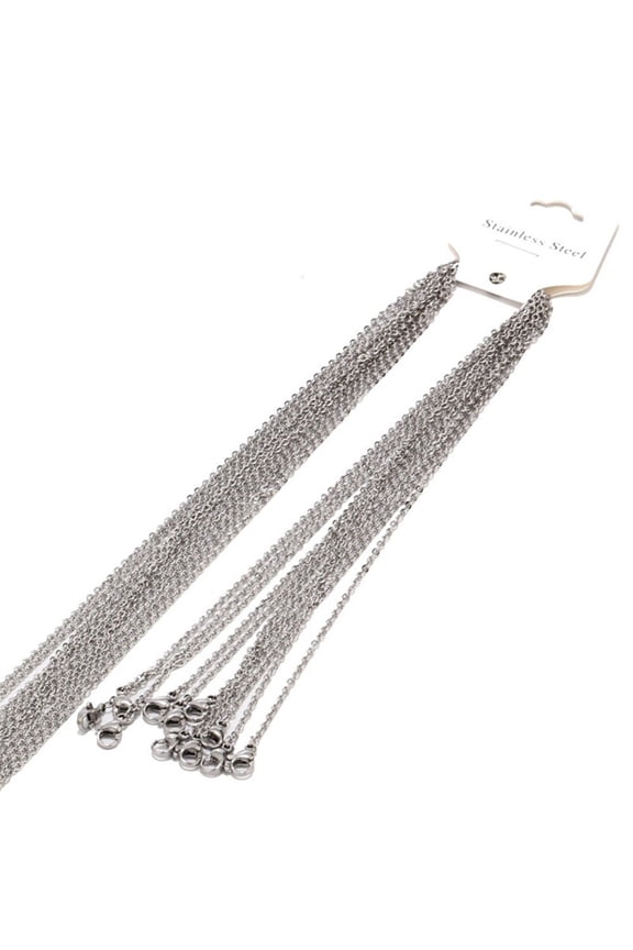 10 Pcs Necklace Link Cable Chain with Lobster Clasps Flat O Chain Jewelry Craft Thin Chain for DIY Jewellery Making
