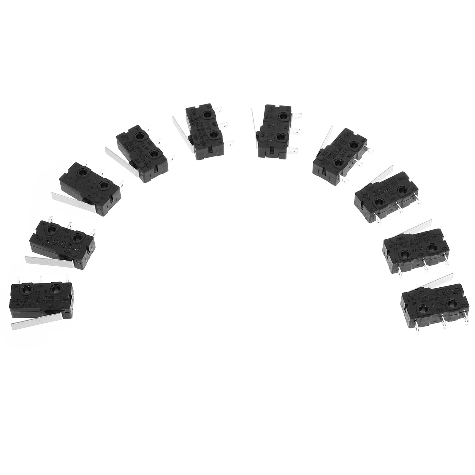 OFFIGAM 10Pcs Spdt Micro Switch Momentary Action 125V 5a Black Straight ...