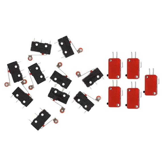10 Pcs Micro-Limit Switch Roller Lever Arm SPDT Snap Action & 5x 15A 250VAC 4A 250VAC Srew Connector Actuator Limit,15 x Micro-Switch
