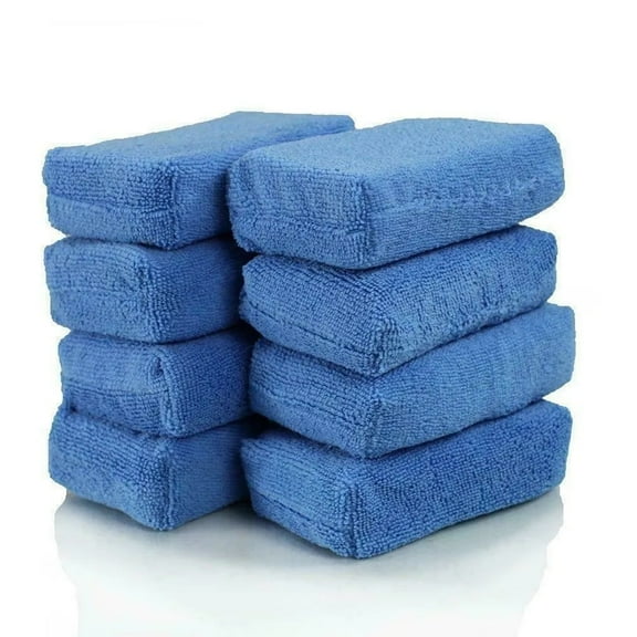 10 Pcs Microfiber Applicator Pads Detailing Car Wax Applicator Microfiber Sponge for Car Ceramic Coating Applicator Pad Tire Shine Applicator Car Cleaning Pad for Applying Wax Foam, Blue