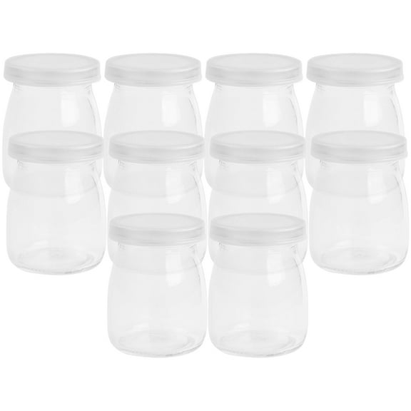 10 Pcs Milk Pudding Cup Yogurt Cups Dessert Cups Pudding Jars Glass Bottles with Caps Glass Jam Cup