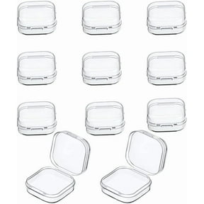 10 Pcs Mini Clear Plastic Storage Boxes, Small Square Containers with Hinged Lids for Jewelry, Beads, and Crafts, 1.37"