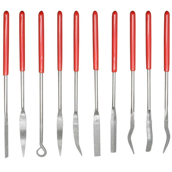 10 Pcs Mini Diamond File Set, 3x140mm Small Needle Files Flat Needle Square Round Shape Curved File Tool for Metal Jewelers Glass Wood Carving Craft