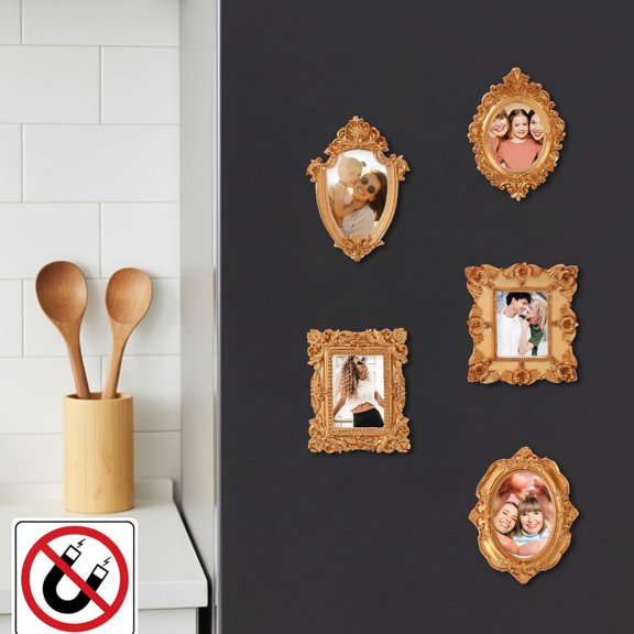 10 Pcs Mini Gold Picture Frames with Double Sided Tape, Small Vintage Antique Miniature Tiny Frames for Photo Gallery Wall Jewelry Home Wedding Decor (Gold)$$Home Decor, Kitchen, & Other