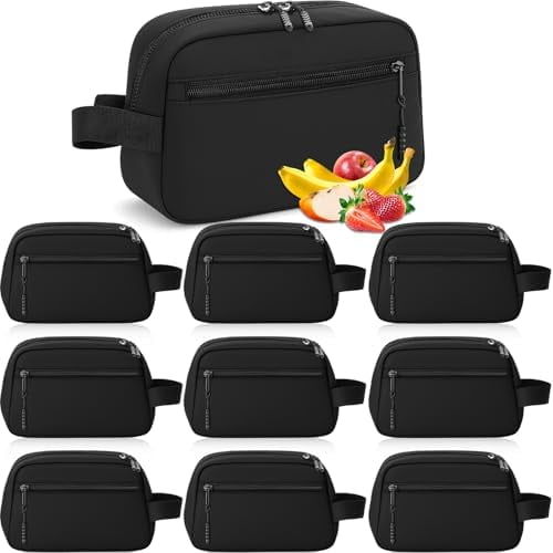 10 Pcs Mini Insulated Snack Bag, Black Cooler Bag for Lunch, Work, Travel, Freezer Snack Cooler with Leakproof Peva Lining, Reusable Portable Small Freezable Lunch Box, 9.06 x 5.12 x 3.94 Inch