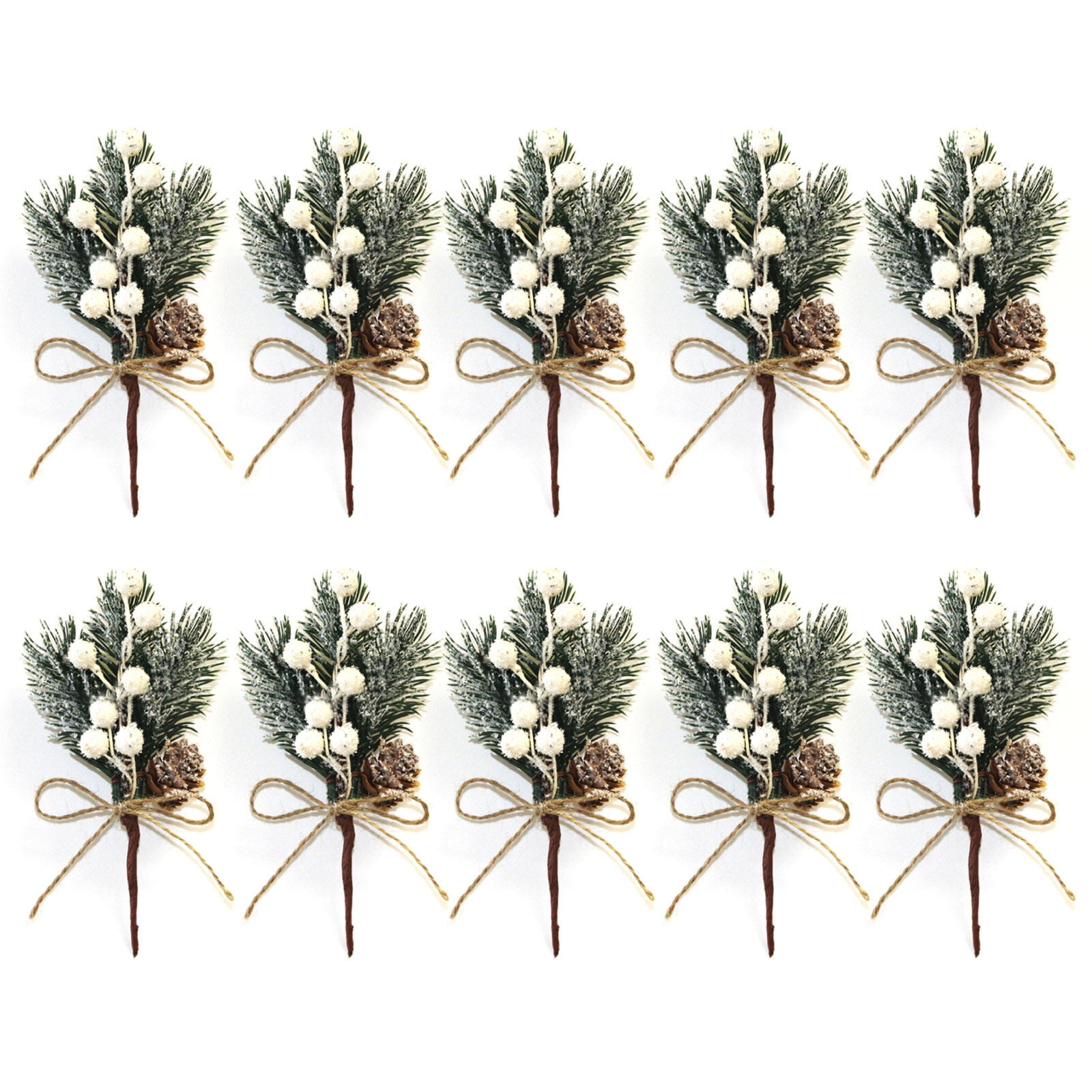 VOSAREA 20pcs Christmas Floral Stems Pine Cone Picks Christmas Pine Cones  Picks Fake Pine Cone Stems Pine Cone Bowl Filler Christmas Garland Small