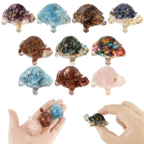 10 Pcs Mini Resin Turtle Figurine,2"x1" Exquisite Small Turtle Shape Statue Desk Decor for Home Tabletop Fish Tank Decor Birthday Present