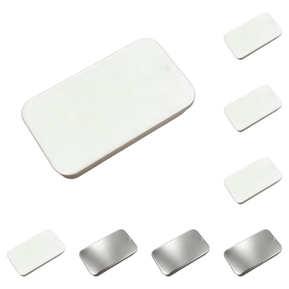 10 Pcs Mini Tin Box Small Tin Containers with Slide Top Lids, Empty Mini Metal Tins with Lids for Storage Candies, Jewelry, Crafts, Pills, 2.36x1.33x0.43 Inch, White and Silver
