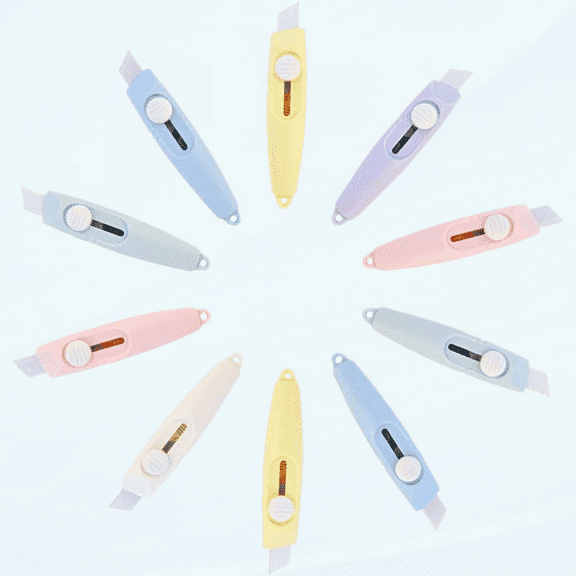10 Pcs Mini Top Slide Retractable Utility Knife Box Opener Letter Cutter Office School Stationery with Snap Off Safety Sharp Blades for Cutting Paper Cardboard Envelopes Thin Sheets