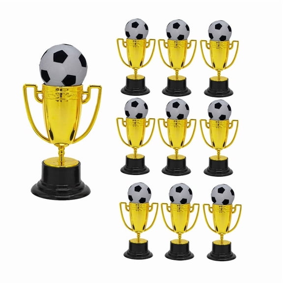 10 Pcs Mini Trophies with Mini Soccer Ball, Gold Trophy Award for Party Favors, Props, Rewards