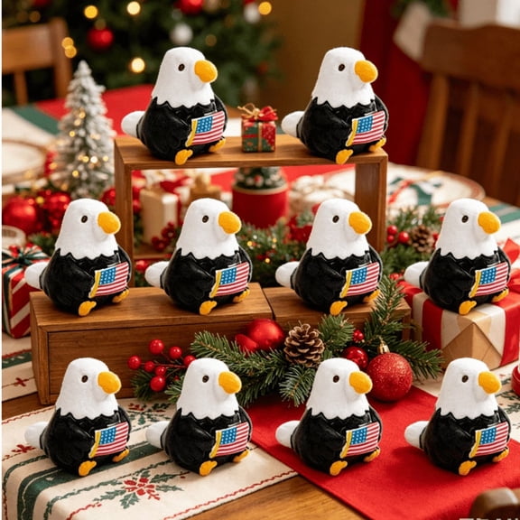 10 Pcs Miniature Bald Eagle Figurines , 1" Resin Patriotic Ornaments for Fairy Garden, Small Bird Statues for Terrarium Decor