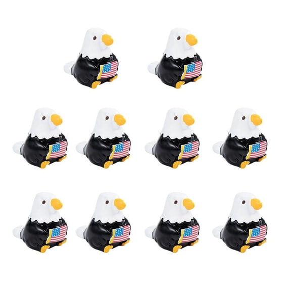 10 Pcs Miniature Bald Eagle Figurines , 1" Resin Patriotic Ornaments for Fairy Garden, Small Bird Statues for Terrarium Decor