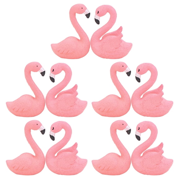 RENACLIPY Tabletop Flamingos Statue Pink Resin 10Pcs
