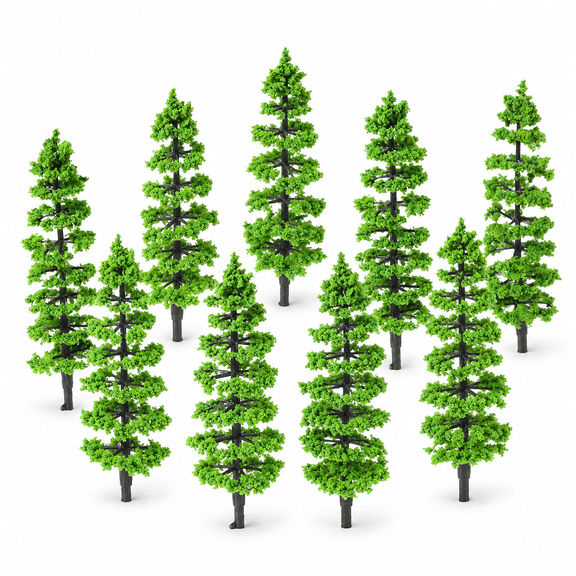10 Pcs Miniature Model Fir Trees for Train Layouts and Dioramas, Plastic Scenery Landscape Accessories, Scale 1:100 to 1:150, Height 3.54 inches / 9 cm, Perfect for Architectural Building Kits
