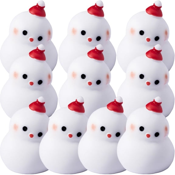 10 Pcs Miniature Snow Man Cute Christmas Figurines Micro Landscape Ornaments for Dollhouse Party Garden Xmas Decoration