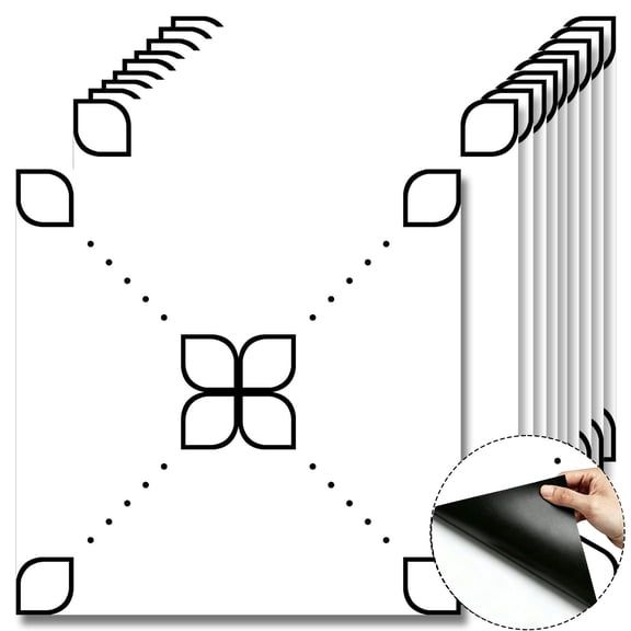 10 Pcs Minimalist Four-Leaf Dot Pattern Peel and Stick Floor Tiles, 12x12 In Covers 10 Sq.Ft, Self-Adhesive DIY Vinyl Flooring, Removable Waterproof, Ideal for Kitchen, Bathroom, Bedroom, Home Walls