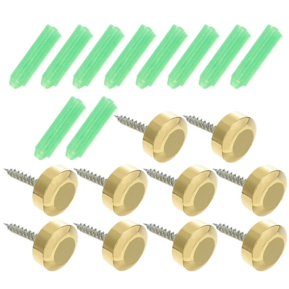 Raindrops Golden Brass Mirror Screws for Sign Advertising Sturdy Decorative Fasteners 10 Pieces