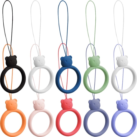 10 Pcs Mobile Phone Straps Bracelet Holder Cartoon Lanyard Phone Lanyards Wrist Silicone Finger Ring Strap Men and Women