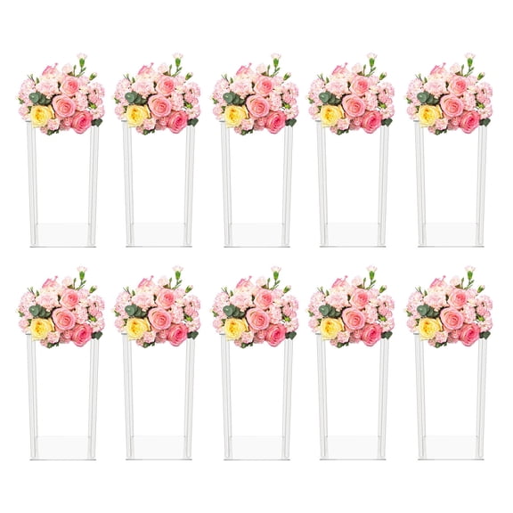 10 Pcs Modern Clear Acrylic Flower Stand Rack Wedding Column Centerpieces Decor for Wedding Party Decoration