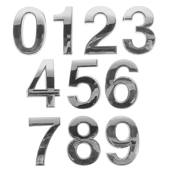 UKCOCO Address Plaques House Number Modern Design ABS Silver 10Pcs 5Cm For Bathroom Signs