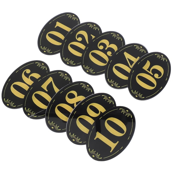 Yellow PVC Number Stickers for Home Office Hotel Locker Signs with Strong Adhesion 10 Pcs