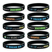 20 Pcs Motivational Silicone Bracelets Bulk, Colored Inspirational Rubber Quote Wristbands Unisex Accessories for Teacher Home Office Party Favor Gifts Supplies