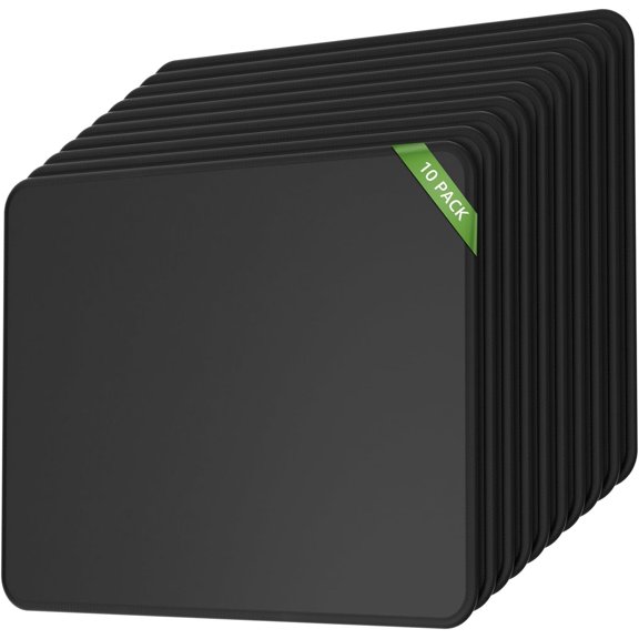 10 Pcs Mouse Pad, [30% Larger] Computer Mouse Pads with Stitched Edges, Black Mousepads Bulk with Non-Slip Rubber Base, Mouse Pad for Computers, Gaming & Home, 11 x 8.5inches, 3 mm Thickness