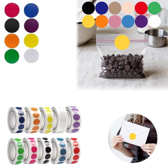 10 Pcs Multicolor Dot Stickers Circle Stickers Round Color Coding Labels Removable Self Sticker Labels for Classroom Organization and Home Use (10 Colors A Set)