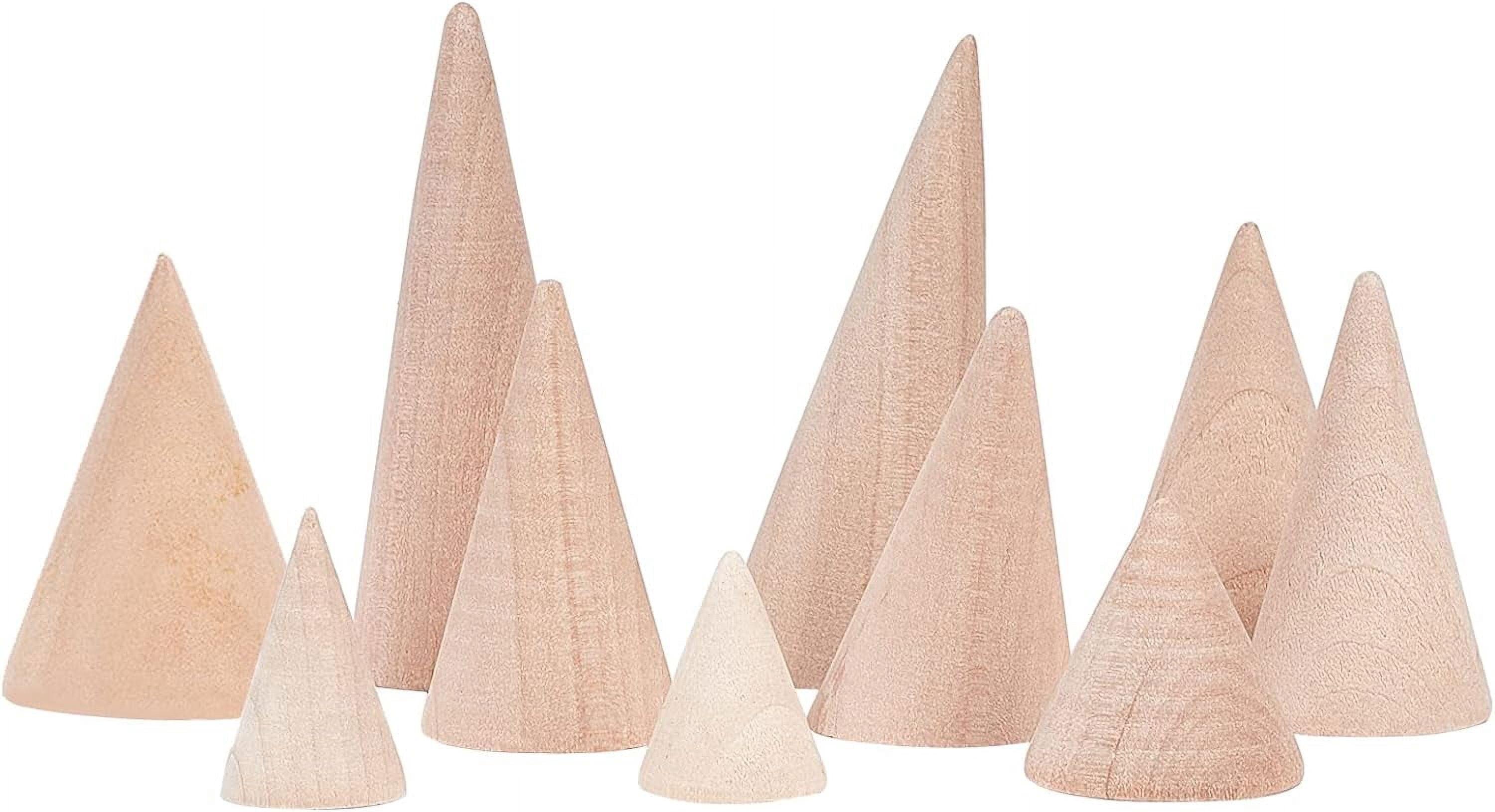MILISTEN 20pcs Natural Wood Cone Ring Holders – Unpainted 2.5cm Craft Cones For DIY, Jewelry Display, Christmas Trees