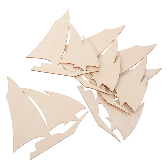 Masteelf DIY Unpainted Wooden Sailboat Craft for Home Decor Beige Boat Wood Shapes 10pcs