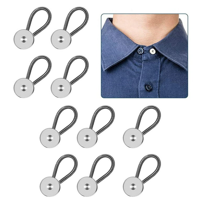 genbz 18PCS Metal Collar Buttons Extenders Elastic Button Extender Neck  Extenders for Shirt Dress Coat