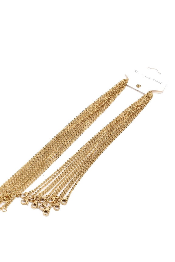 10 Pcs Necklace Link Cable Chain with Lobster Clasps Flat O Chain Jewelry Craft Thin Chain for Jewellery Making