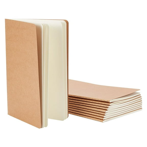 10 Pcs Notebook Journals for Travelers 30 Pages Burlywood Blank Writing Diary Subject Notebooks Thick Kraft Paper Notebook Travel Journal Set for Students College Office Planner 5.5x8.3inch A5 Size