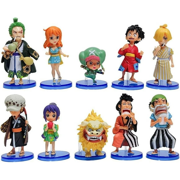 10 Pcs One Piece Action Figures, 3" Luffy Zoro Sanji Nami Straw Hat Pirates Collectibles Figures Set, PVC Anime Figures Model Statue with Bases, One Piece Figure Toys for Anime Fans Birthday Gifts