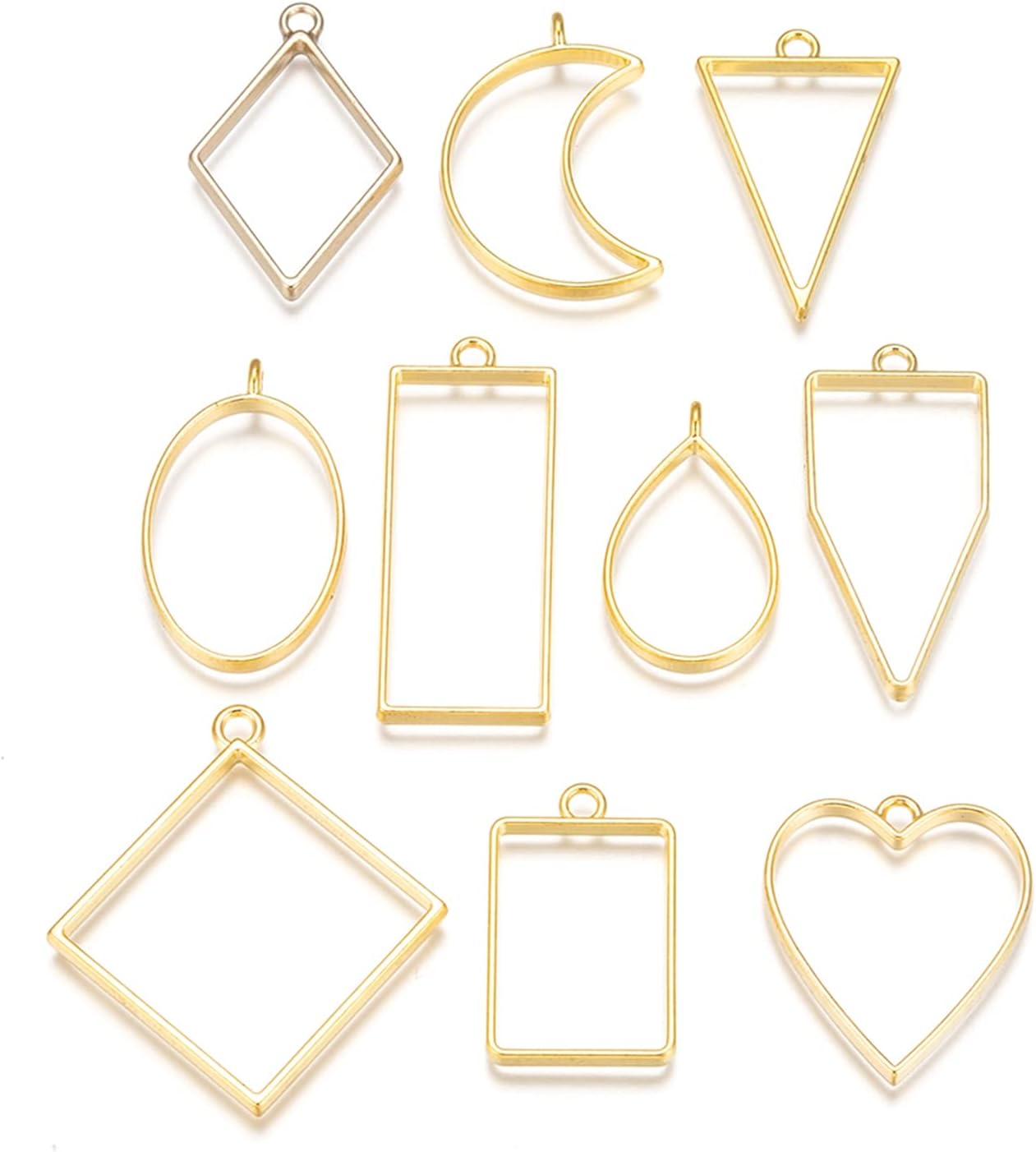 10 Pcs Open Back Bezel Pendants Rack Plating Alloy Open Back Bezel ...
