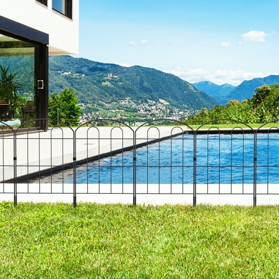 OLOV Rust Resistant Outdoor Garden Fence, Black (10 Pieces)