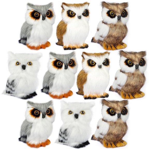 10 piece set of 3.2-inch simulated soft owl plush toys - Children/Adults Halloween Christmas decorations, holiday decorations, and birthday party gifts