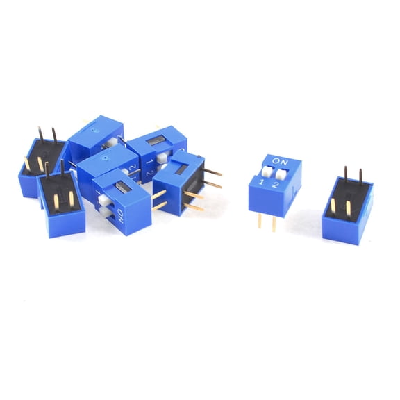 10 Pcs PCB Mountable 2 Positions 2.54mm Pitch Slide Type DIP Switch