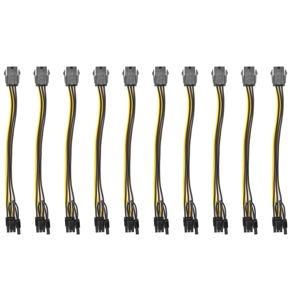 10 Pcs PCIE Adapter 6 Pin to 8(6+2) Pin Power Cable for Computer Data Transmission Processing Digital Signals