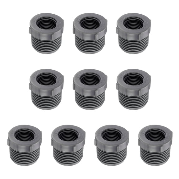 10Pcs Reducer Bushing G1" Male Thread to G1/2" Female Thread, Grey