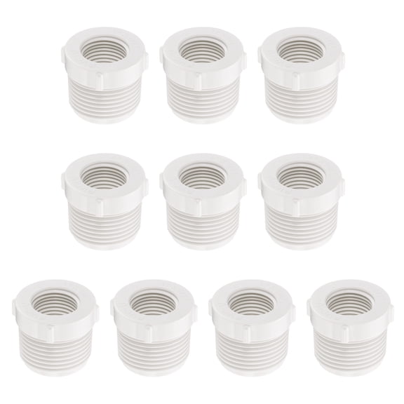 10Pcs Reducer Bushing G1" Male Thread to G1/2" Female Thread, White