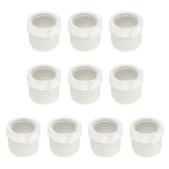 10Pcs Reducer Bushing G1" Male Thread to G3/4" Female Thread, White