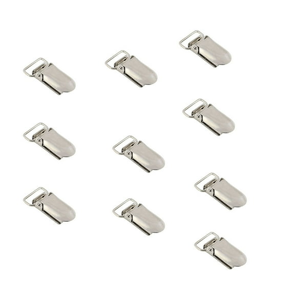 10 Pcs Pacifier Suspender Clips Pacifier Clips Adjustment Buckle Dummy Pacifier Hook Bib Clips Toy Holder Suspender Clips for Pacifiers for DIY Teething Toys Blankets Bib, 1.57 Inch, Sliver
