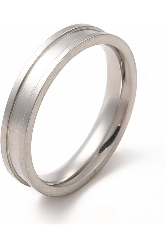 10 Pcs Pad Ring Settings Non-Tarnish 201 Stainless Steel Grooved Finger Ring Settings Core Blank Stackable Rings Trendy Rings for Layering on Thumb Knuckle Inner Diameter: 18mm Groove: 2.1mm